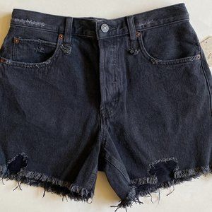 Free People We The Free Makai Distressed Washed Black Cut Off Shorts